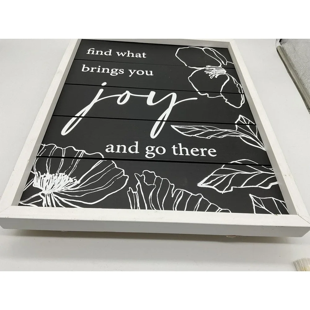 Rustic Wood Wall Sign Find What Brings You Joy Floral Farmhouse Decor Hanging